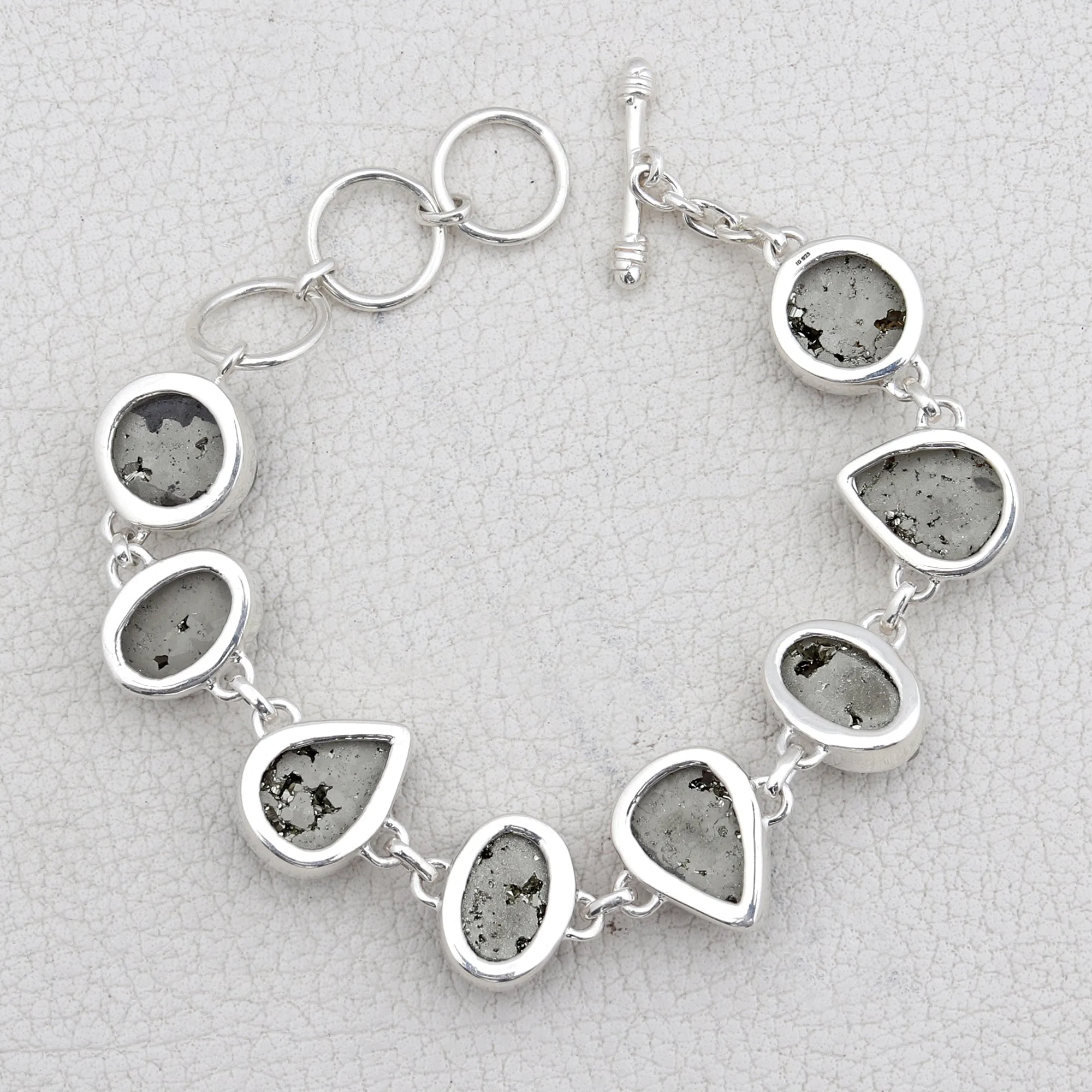 Pyrite Druzy Silver Bracelet