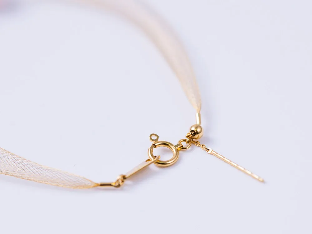 "Silk Road" 18K Spun Gold Necklace with 8mm Akoya Pearls