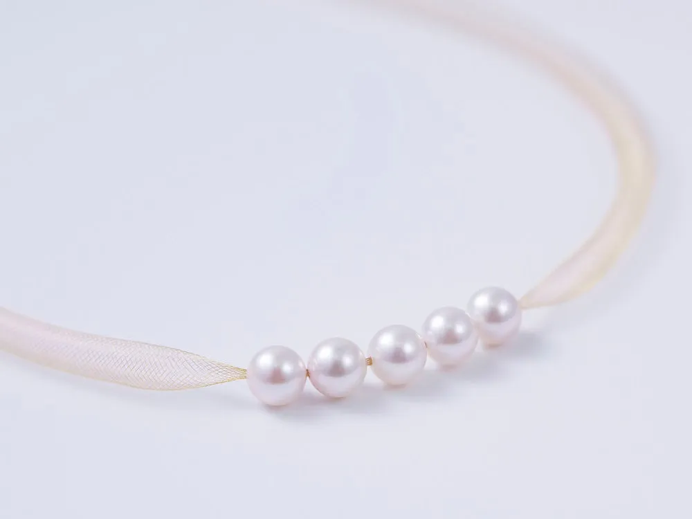 "Silk Road" 18K Spun Gold Necklace with 8mm Akoya Pearls