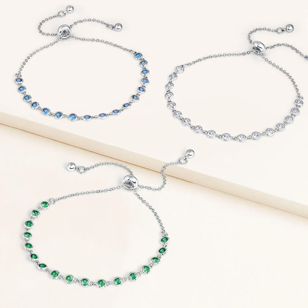 "Treble" Set of Three 5.6CTW Bezel Set Pull-tie Bracelets