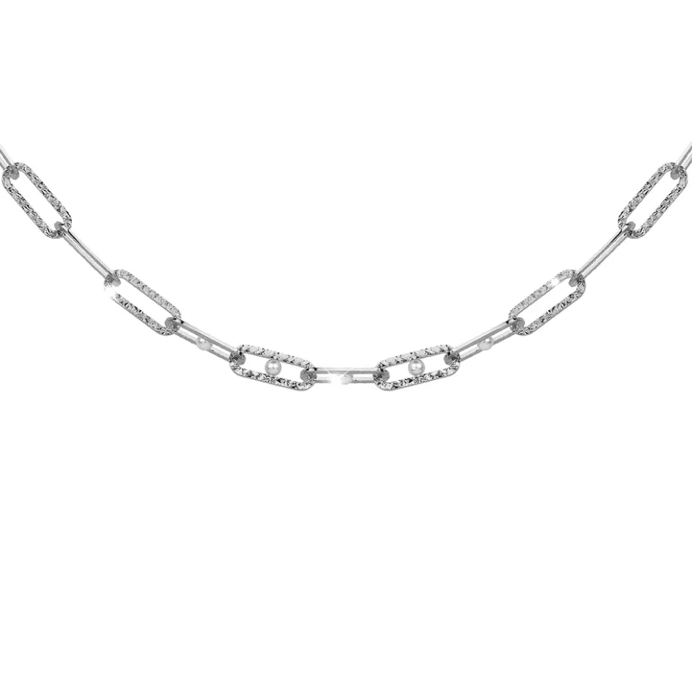 R-Zero Pearl Woman Necklace In Rhodium Bronze With Pearls - Rebecca