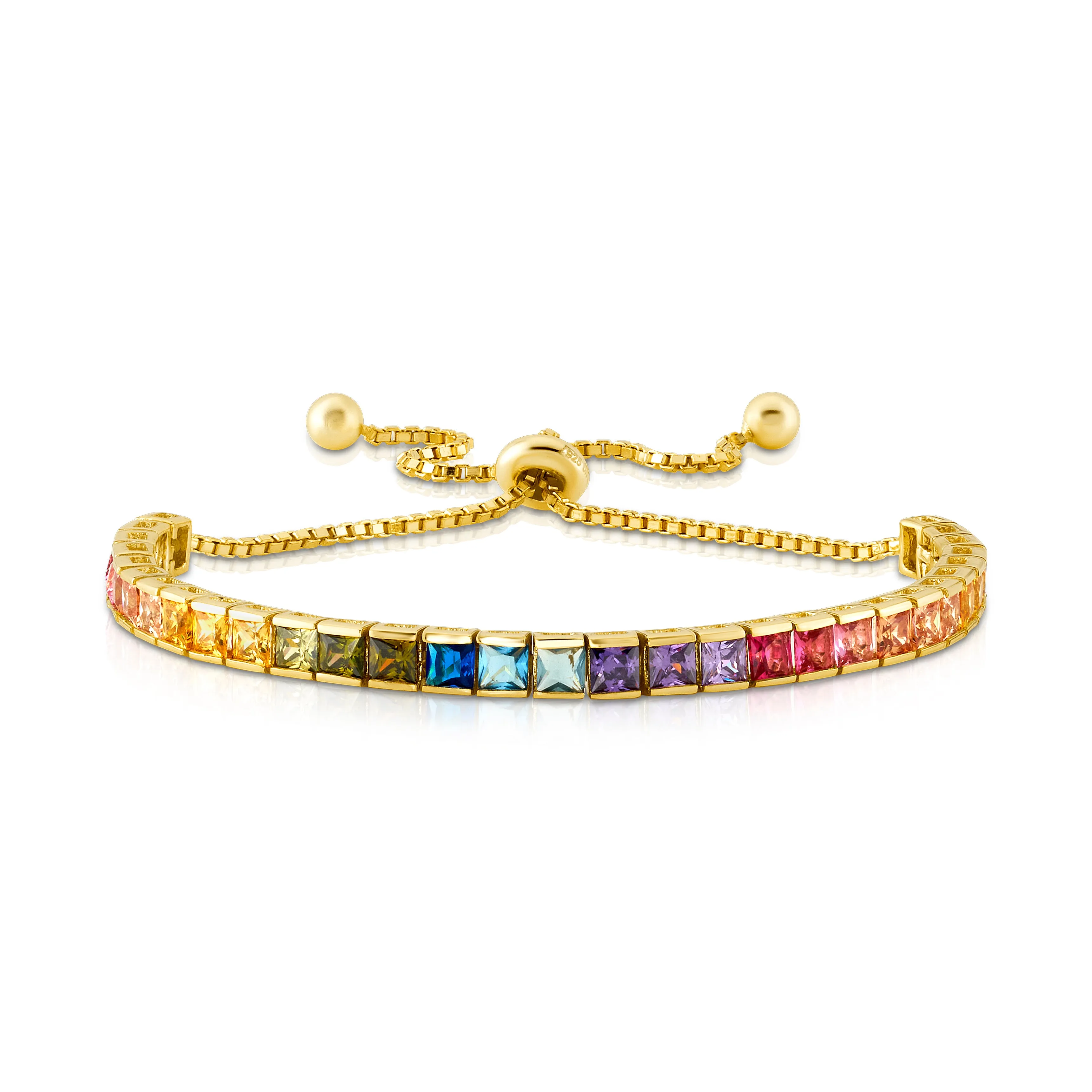 RAINBOW CHANNEL SET PULL BRACELET, GOLD