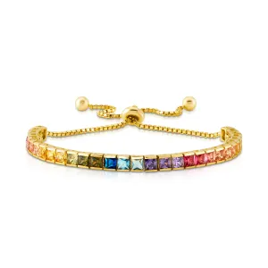 RAINBOW CHANNEL SET PULL BRACELET, GOLD