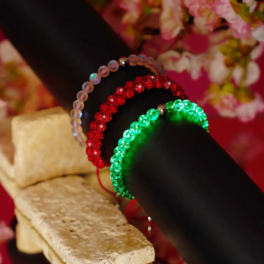 Rainbow White Mermaid Glass x Red String Bracelet