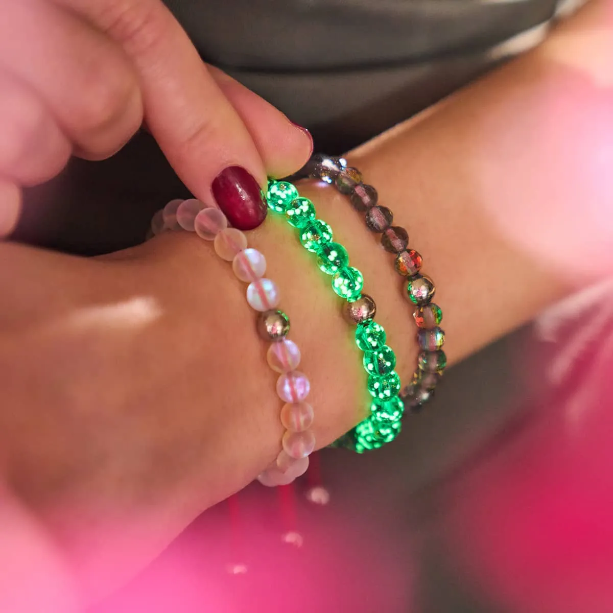 Rainbow White Mermaid Glass x Red String Bracelet