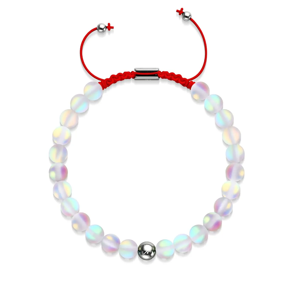 Rainbow White Mermaid Glass x Red String Bracelet