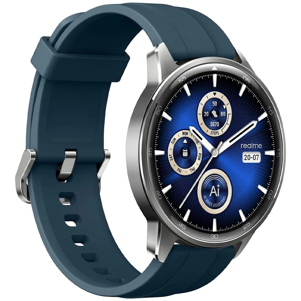 Realme Watch S2 RMW2401 Smart Watch Silver Case With Ocean Silver Silicone Strap