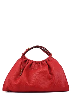 Red Lizard Embossed Dual Handle Bag