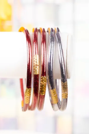 Refuse To Lose Red and Gray Glitter Jelly Tube Bracelet Set