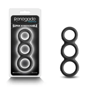 Renegade Threefold - Black Cock & Balls Rings