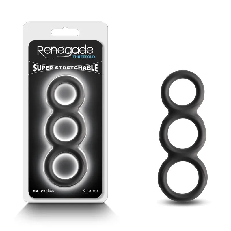 Renegade Threefold - Black Cock & Balls Rings
