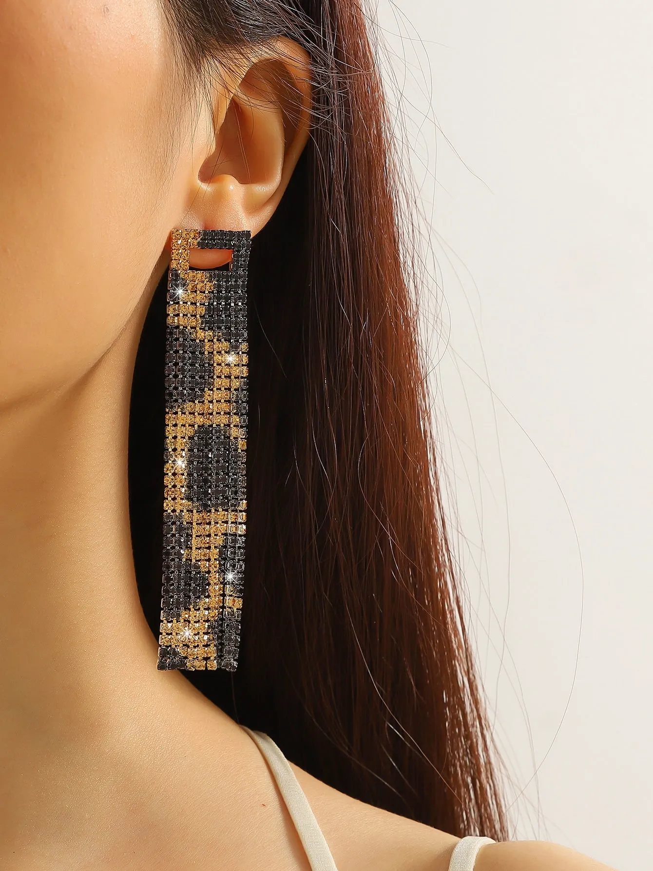 Rhinestone Decor Drop Earrings - Multicolor