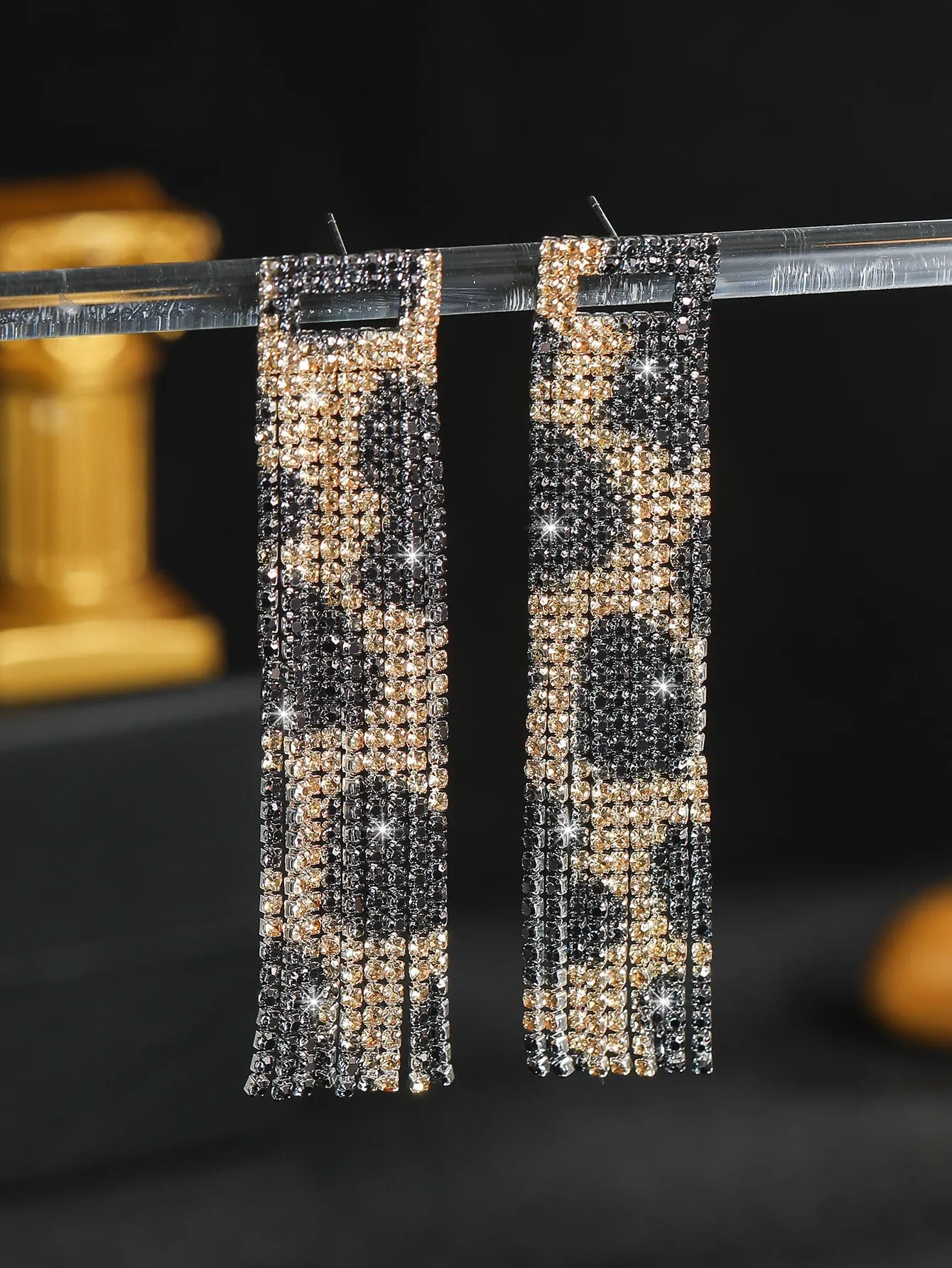 Rhinestone Decor Drop Earrings - Multicolor