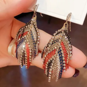 Rhinestone Feather Earrings