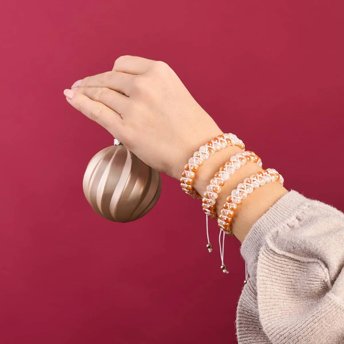 Rose Chrome x Caramel | Glitter Glass Double Bracelet