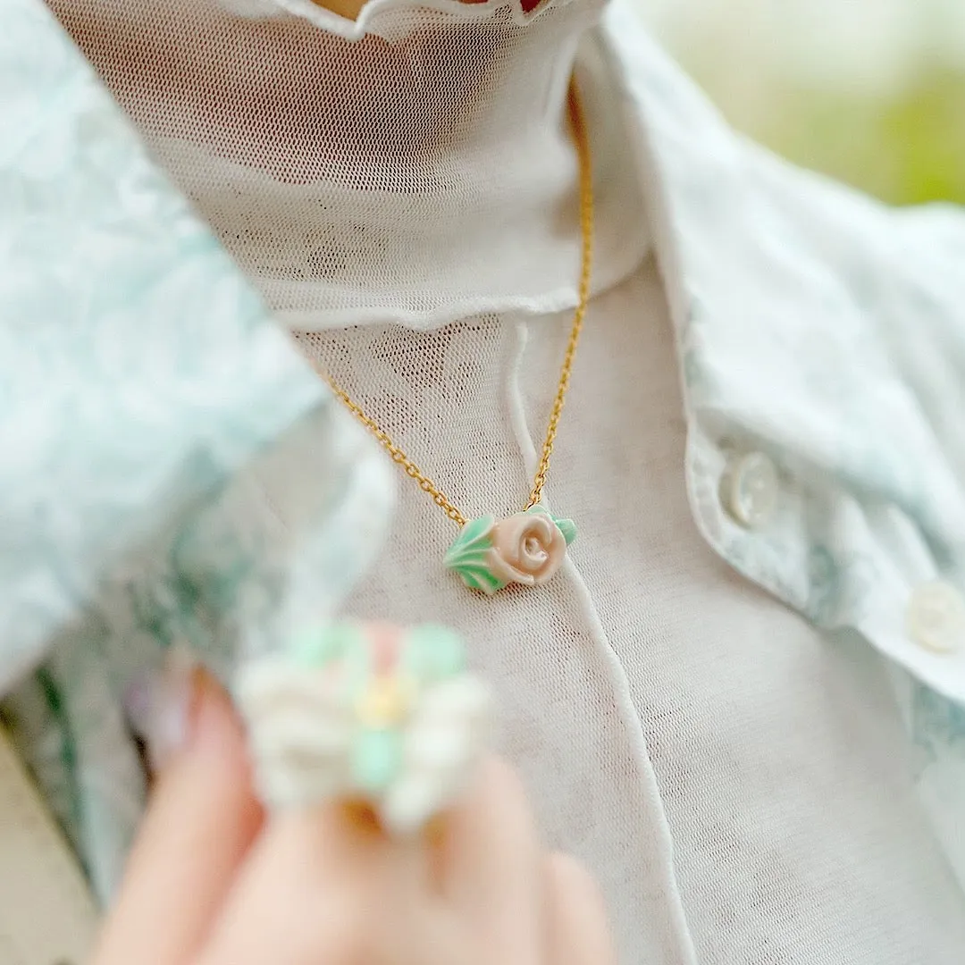 Rose Cream Necklace (S)【Japan Jewelry】