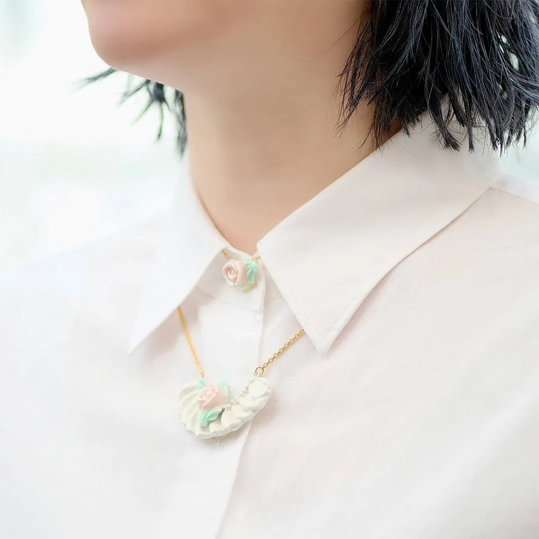 Rose Cream Necklace (S)【Japan Jewelry】