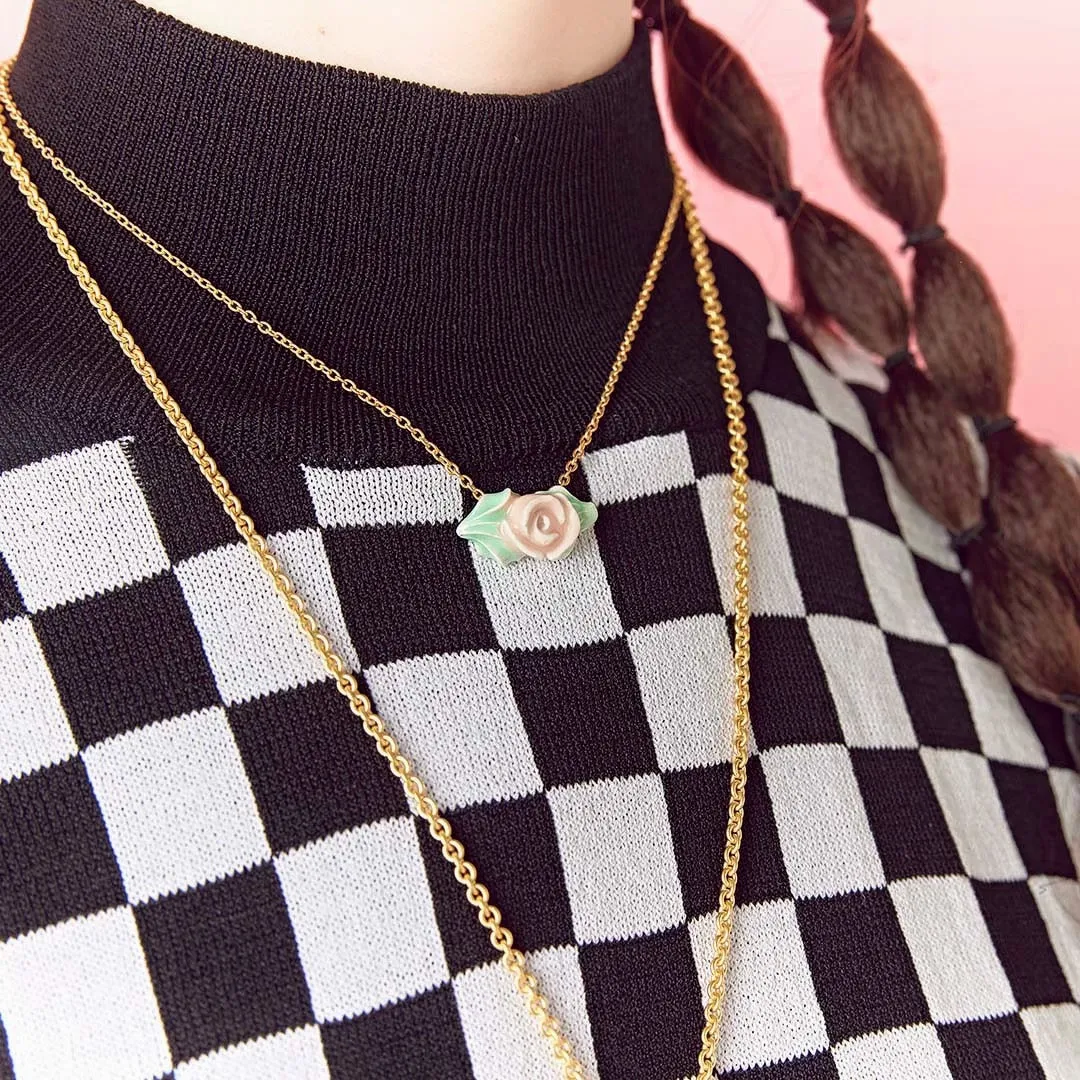 Rose Cream Necklace (S)【Japan Jewelry】