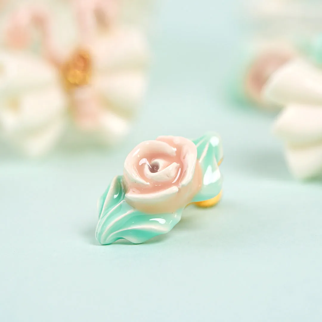 Rose Cream Pierced Earrings (Pair)【Japan Jewelry】