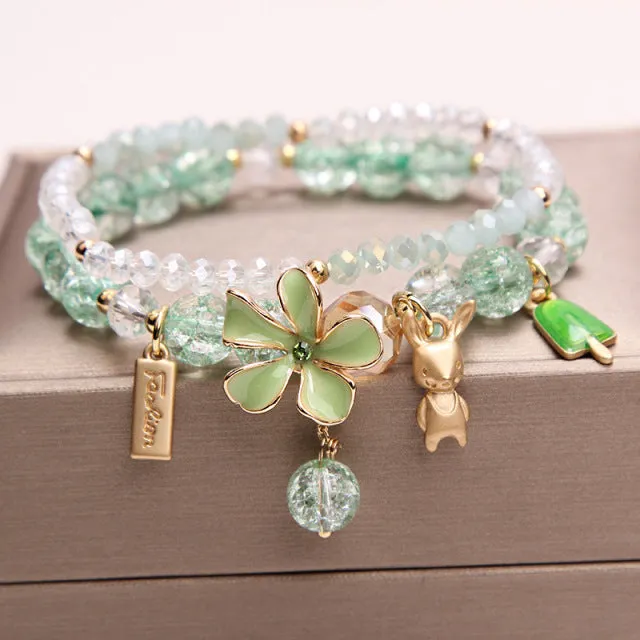 Rose sisi 2022 Summer Vacation Beach Bracelet Shell Little Girl Pendant Burst Bead Sweet Romantic Set Bracelet for women jewelry