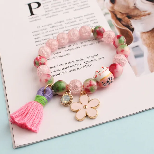 Rose sisi 2022 Summer Vacation Beach Bracelet Shell Little Girl Pendant Burst Bead Sweet Romantic Set Bracelet for women jewelry