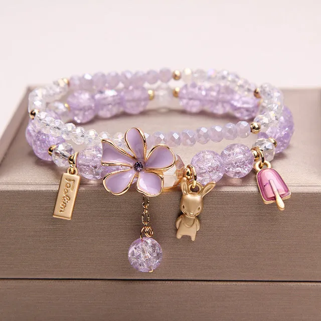 Rose sisi 2022 Summer Vacation Beach Bracelet Shell Little Girl Pendant Burst Bead Sweet Romantic Set Bracelet for women jewelry
