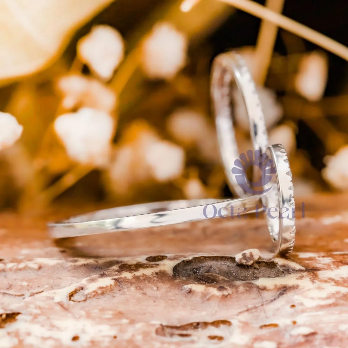 Round Moissanite Double Circle Geometric Gap Ring