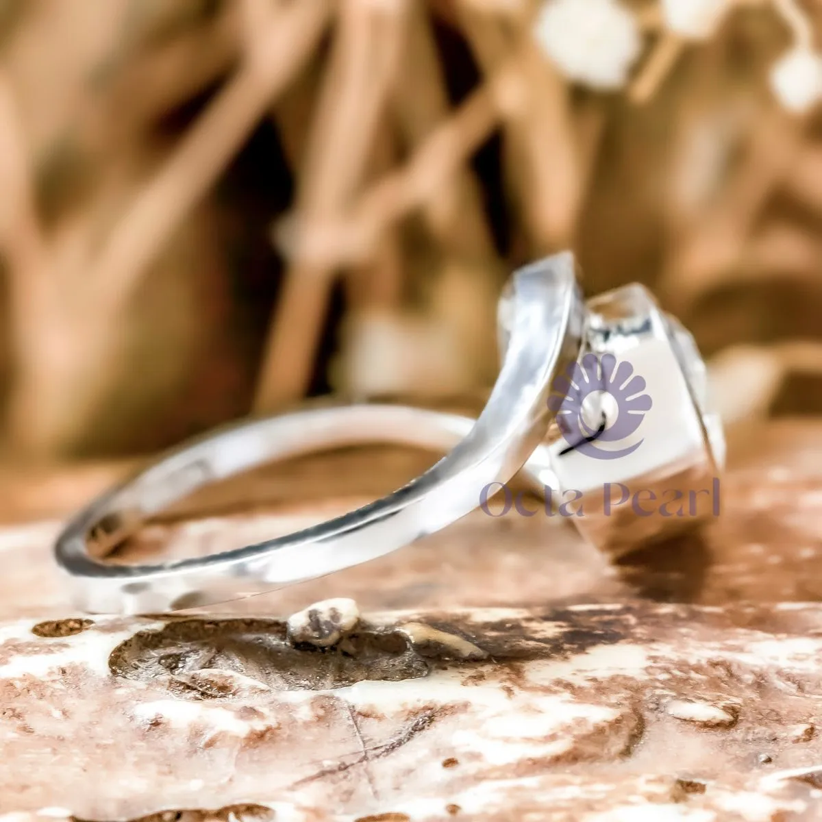 Round Moissanite Swirl Bypass Shank Designer Ring