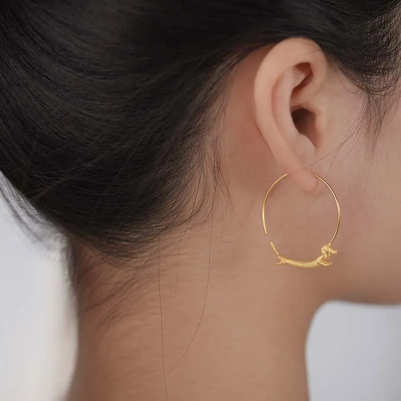 Run Dachshund Run - Big Hoop Earrings