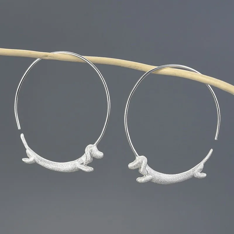 Run Dachshund Run - Big Hoop Earrings