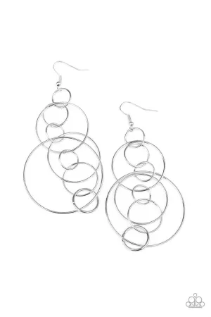 Running Circles Around You Silver Paparazzi Earrings