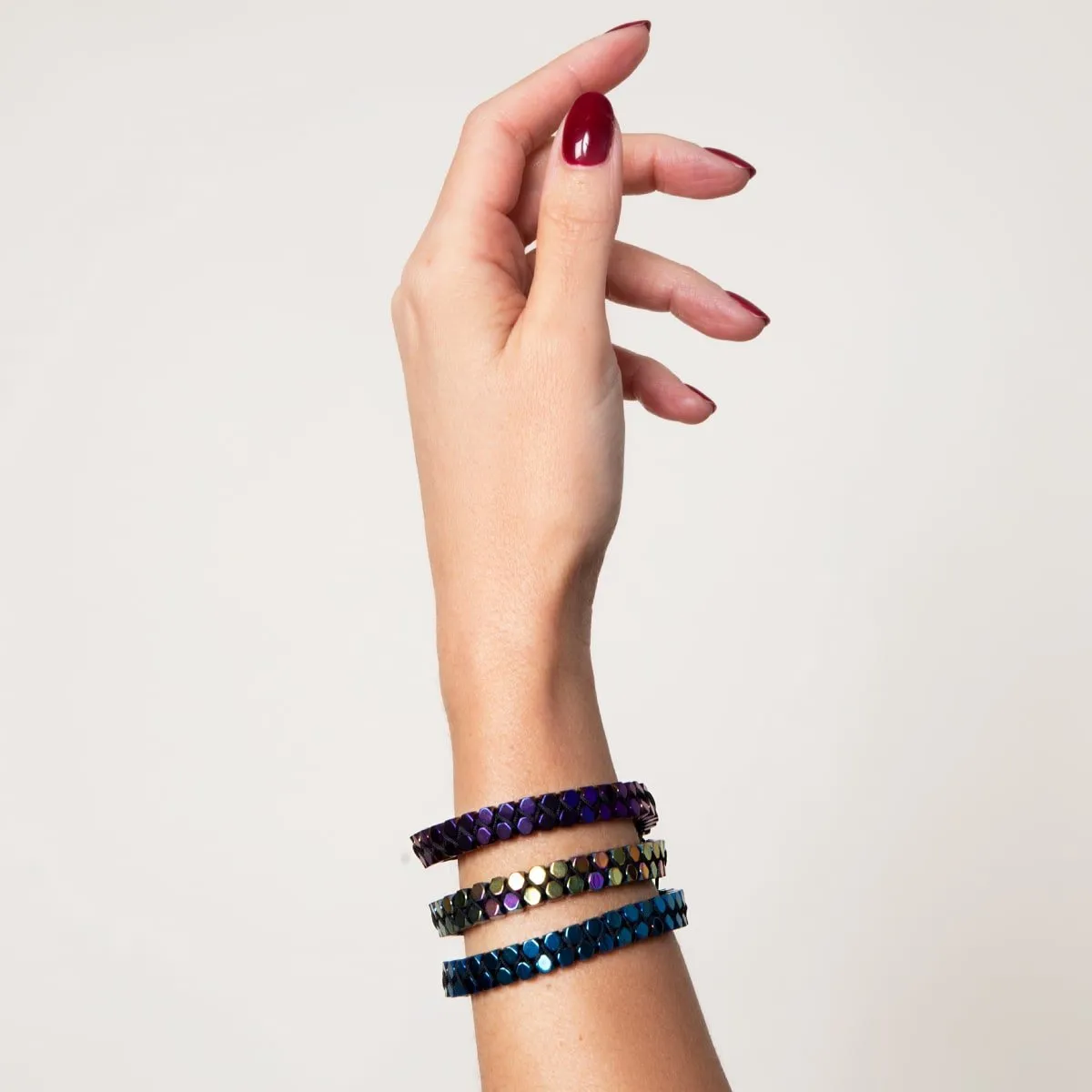 Sacred Geom | Blue Hematite | Gunmetal | Octahedron Bracelet