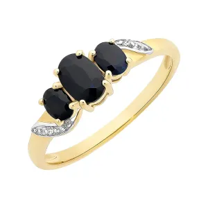 Sapphire & Diamond Yellow Gold Ring