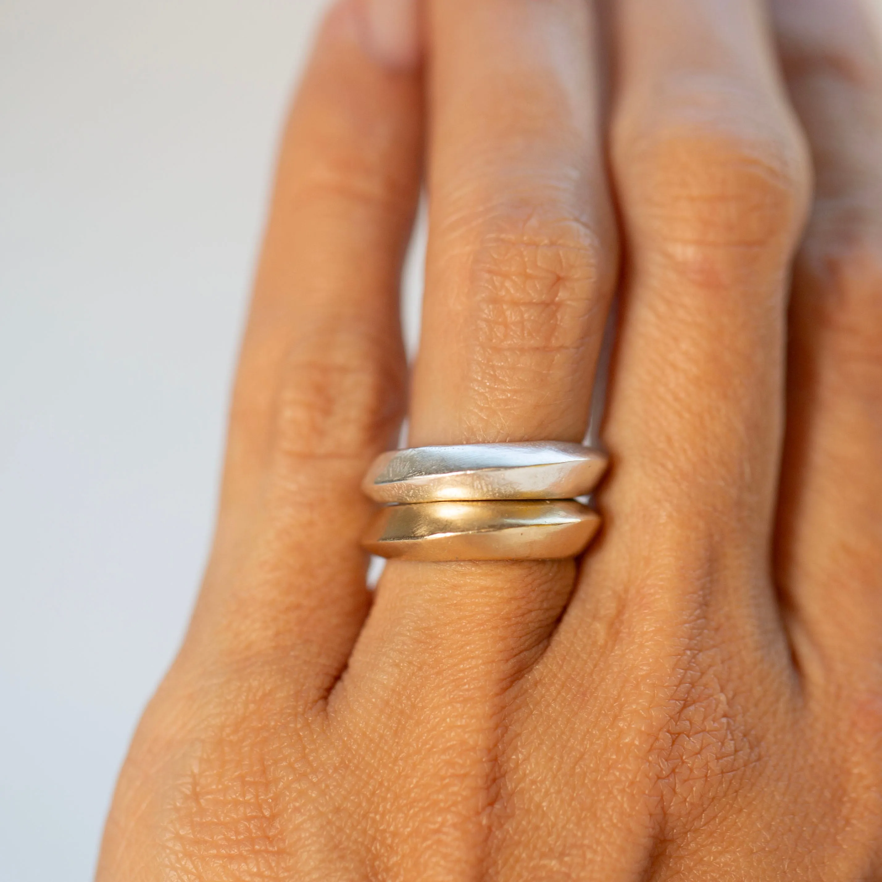 Saucer Rings, Mixed Metal