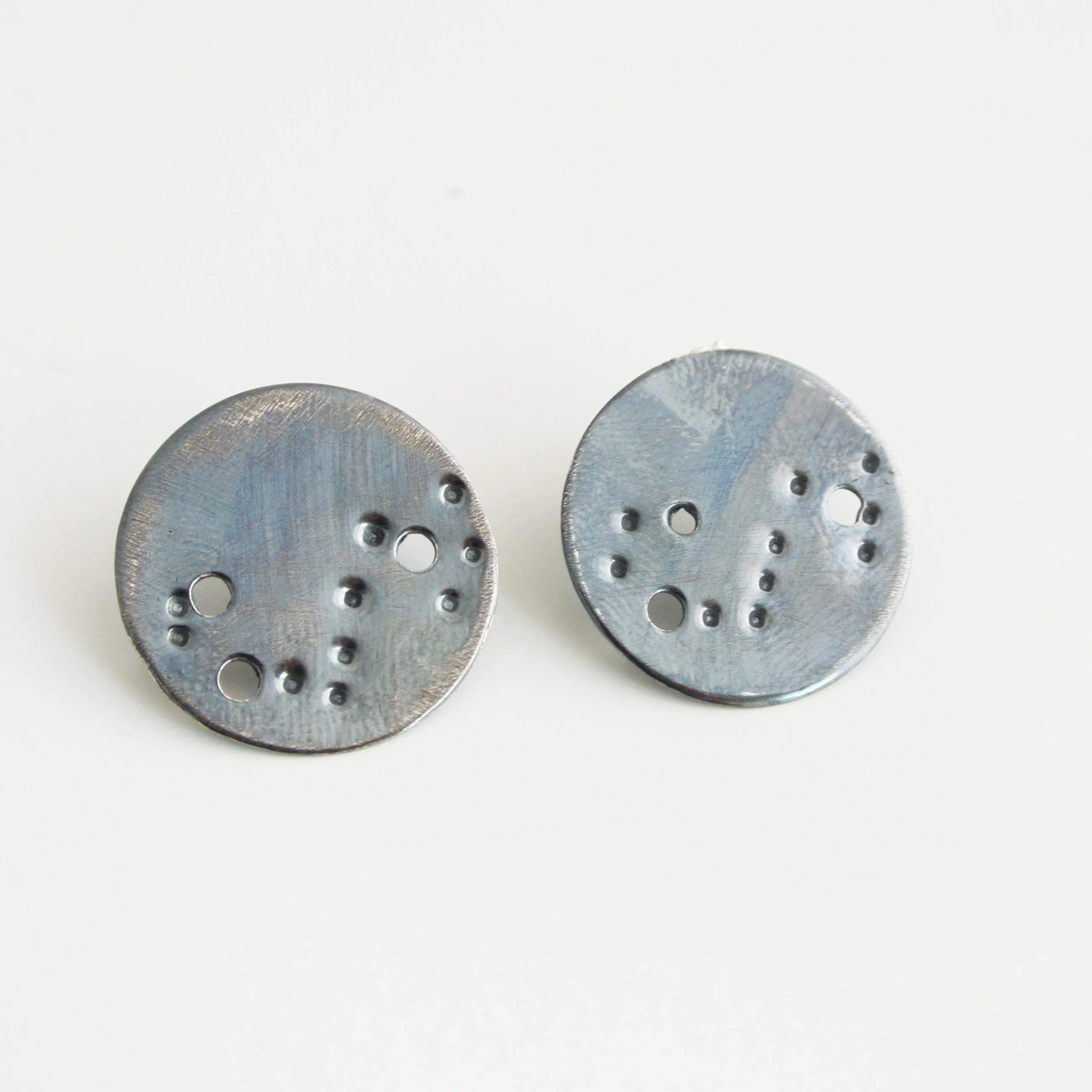 Scorpio Zodiac Constellation Argentium Silver Disc Earrings