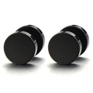 Screw Stud Earrings Men, Stainless Steel Cheater Fake Ear Plugs Gauges Illusion Tunnel