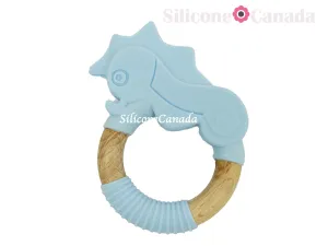 Seahorse Silicone Beech Wood Ring Teethers