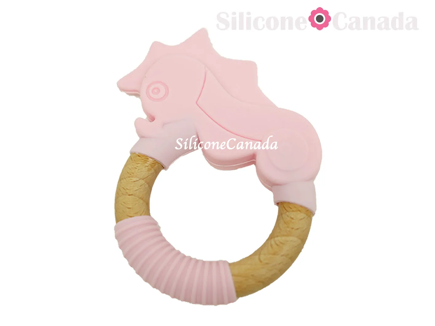 Seahorse Silicone Beech Wood Ring Teethers