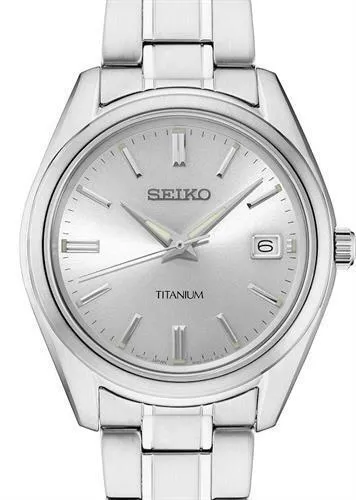 Seiko Essentials SUR369 Titanium Silver Sunray Dial 10 ATM Water Resistant 40.2mm Men's Watch