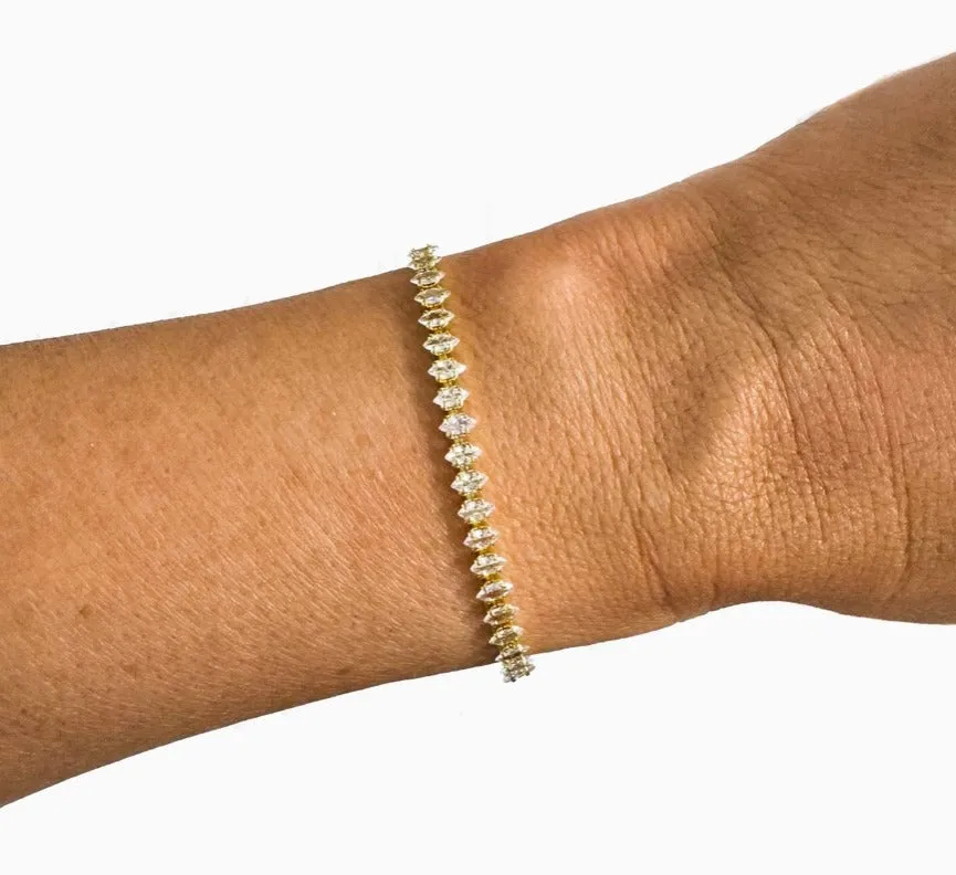 Semi-Precious Pave Gold Filled Adjustable Bracelets - Marquise
