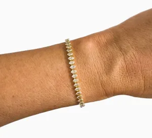 Semi-Precious Pave Gold Filled Adjustable Bracelets - Marquise