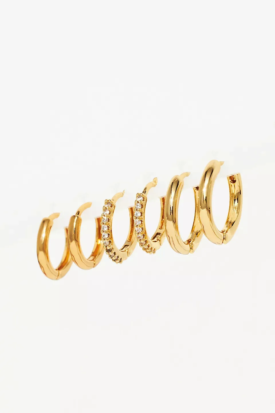 Set of Three 14k Gold Huggie Earrings