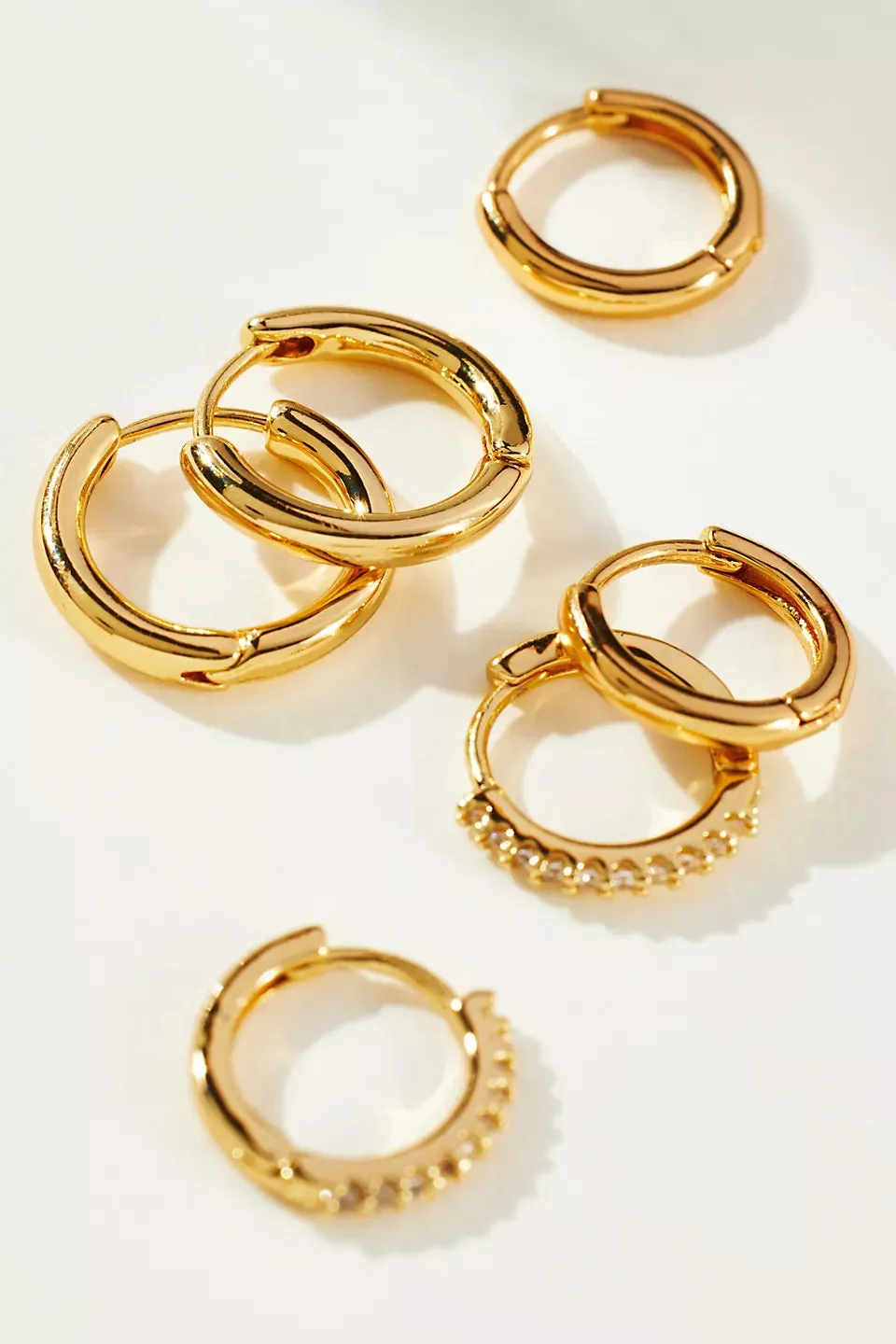 Set of Three 14k Gold Huggie Earrings
