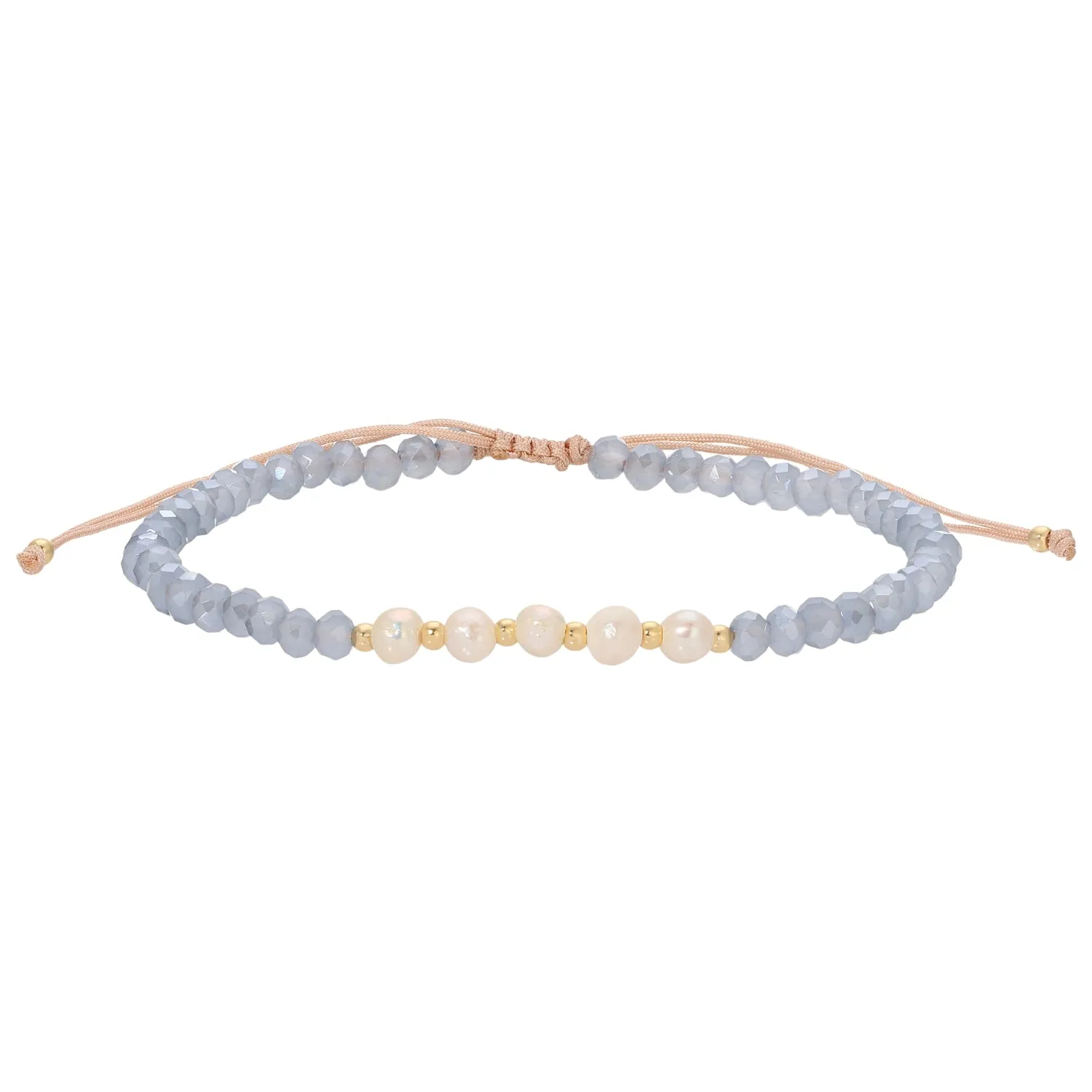 Set/12 Adjustable Crystal and Pearl Bracelets