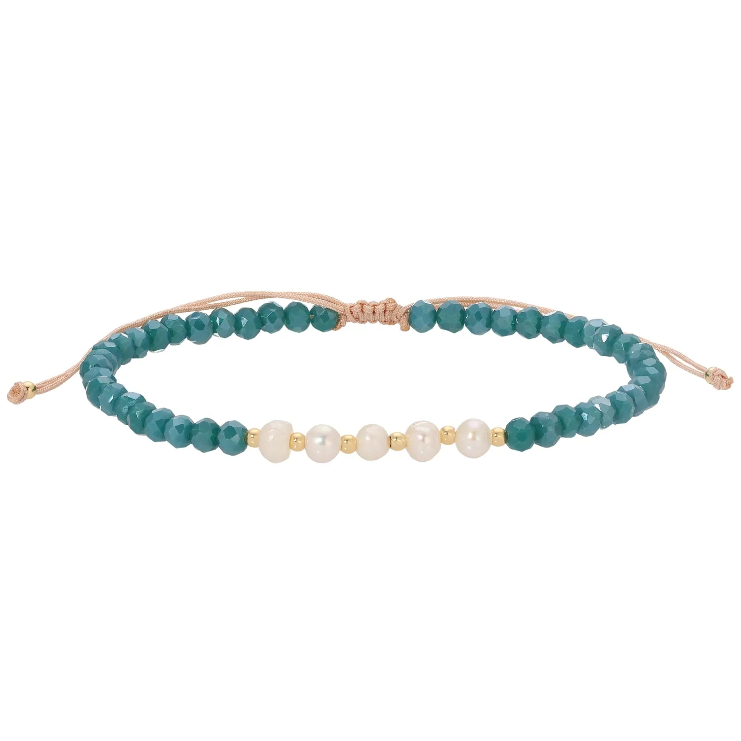 Set/12 Adjustable Crystal and Pearl Bracelets