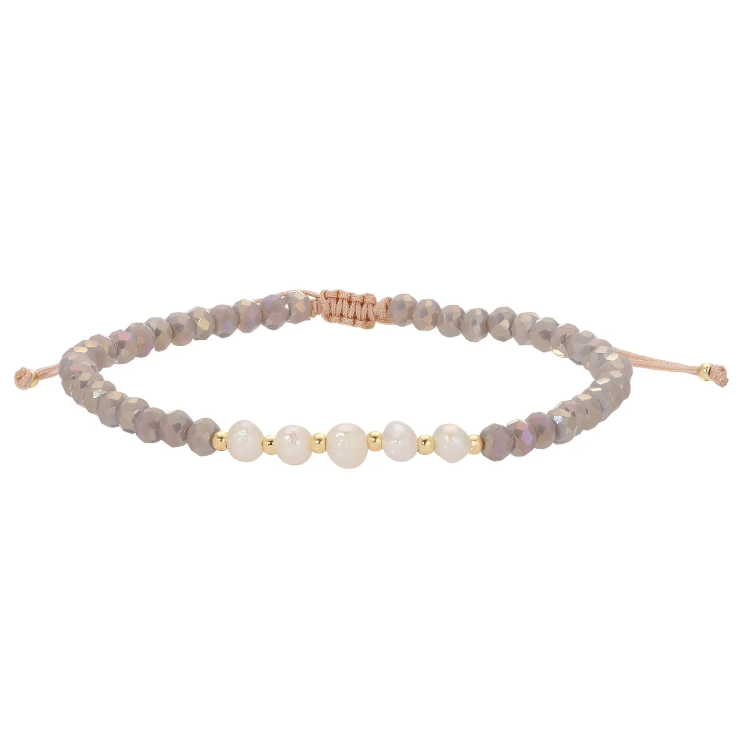 Set/12 Adjustable Crystal and Pearl Bracelets