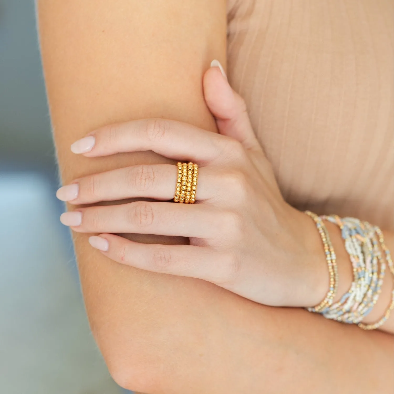Set/24 stretch 3mm bead rings