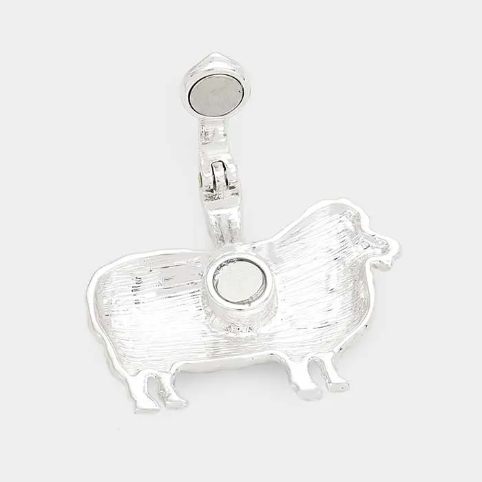 Sheep Magnetic Silver Pendant Earring Set