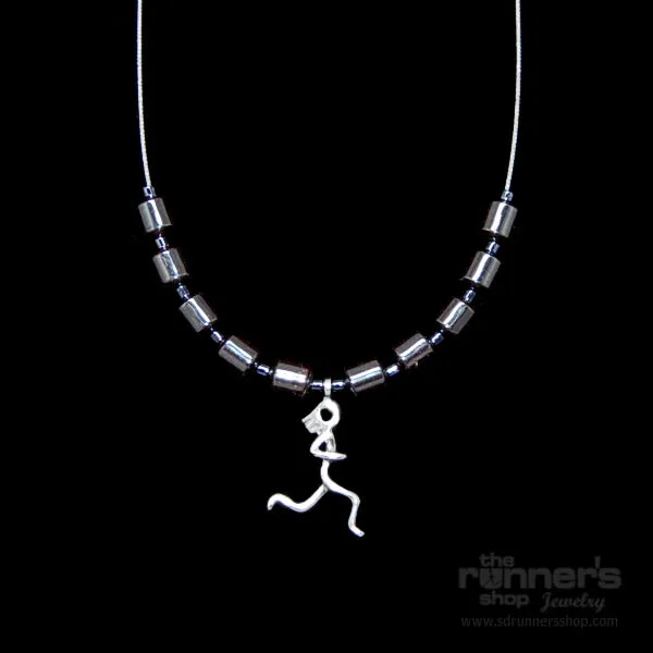 Silver "Atalanta" Runner w/ Hematite Necklace