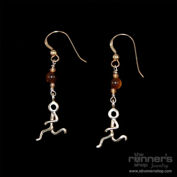 Silver "Atalanta" Runner w/ Tiger Eye Hook Earring